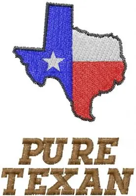 Worldwide Shipping PURE TEXAN Embroidery Design