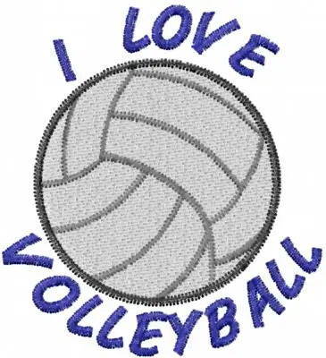 Affordable I LOVE VOLLEYBALL Embroidery Design