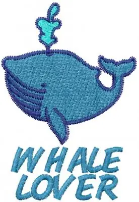 WHALE LOVER Embroidery Design Next Day Delivery