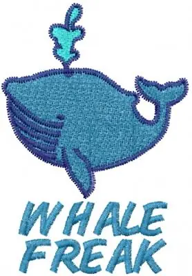 WHALE FREAK Embroidery Design Reduced Price