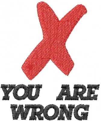 No Minimum Order YOU ARE WRONG Embroidery Design