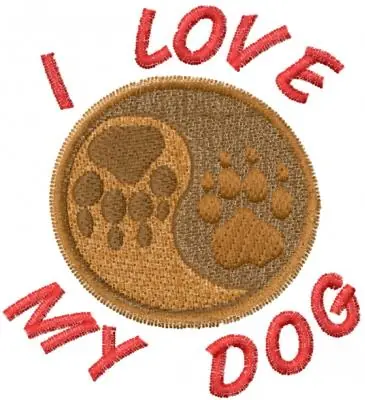 Affordable I LOVE MY DOG Embroidery Design