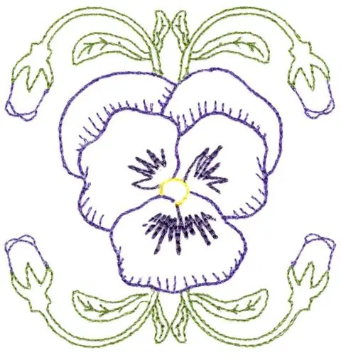 Pansy Embroidery Design Worldwide Shipping