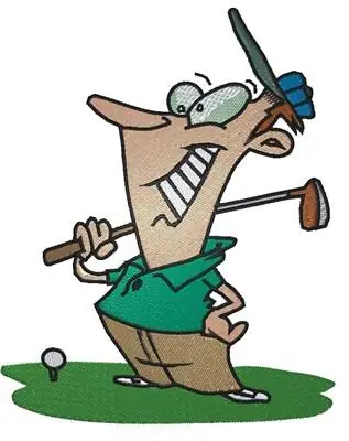Golfer Cartoon Embroidery Design Free Shipping