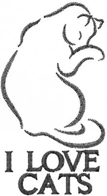 Handmade I Love Cats Embroidery Design