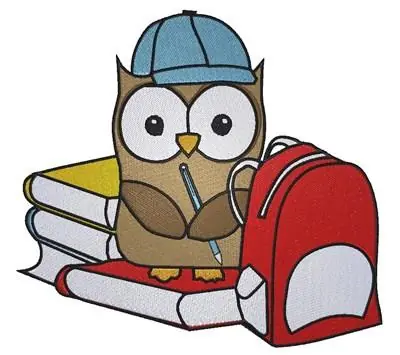 Free Returns Cute School owl Embroidery Design