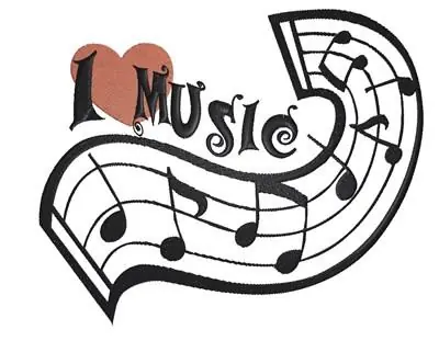 Bargain Music Notes I love Music Embroidery Design