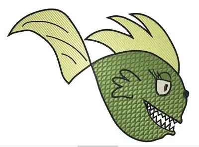 Scary fish Embroidery Design Authentic
