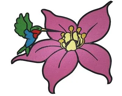 Authentic hummingbird on Flower Embroidery Design