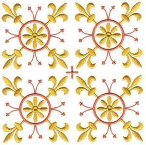 Fleur De Lis Quilt Square Embroidery Design Premium