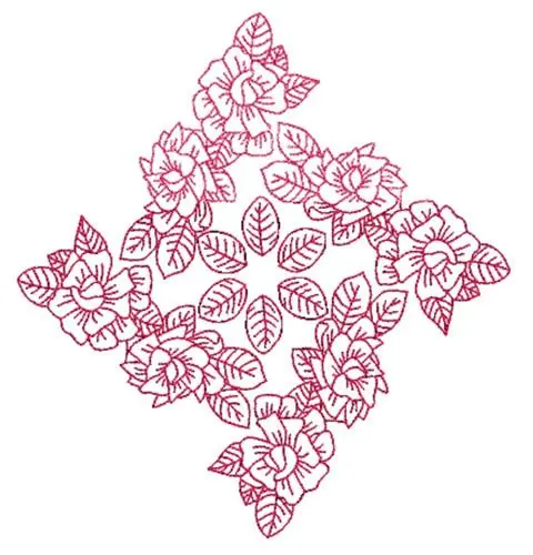 Instant Buy Cabbage Rose Redwork Embroidery Design