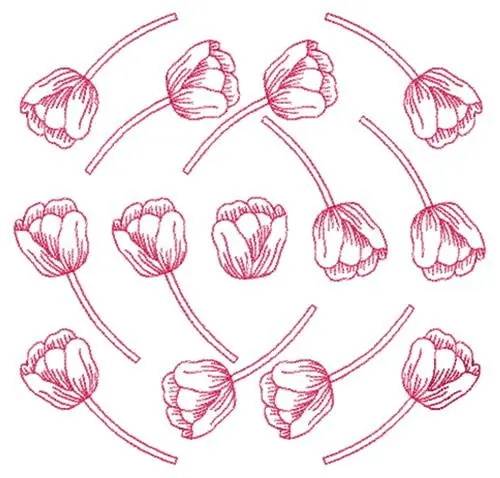 Seasonal Sale Tulip Redwork Embroidery Design