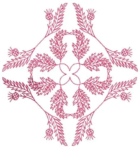 Thistle Redwork Embroidery Design Original