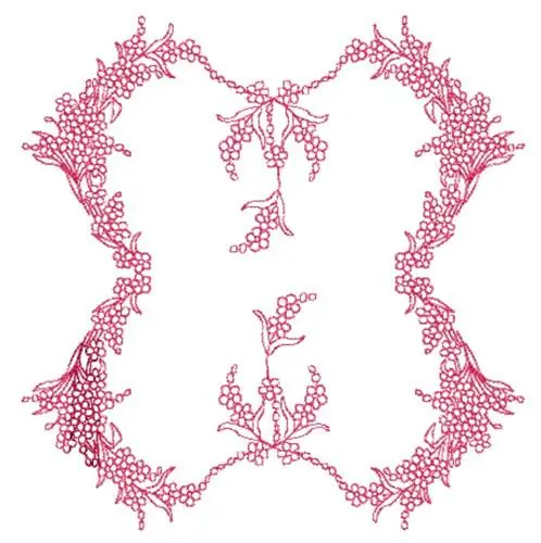Floral Redwork Embroidery Design Brand New
