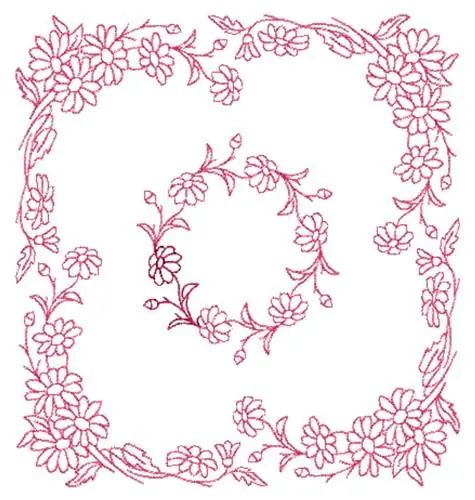 Warranty Included Floral Redwork Embroidery Design