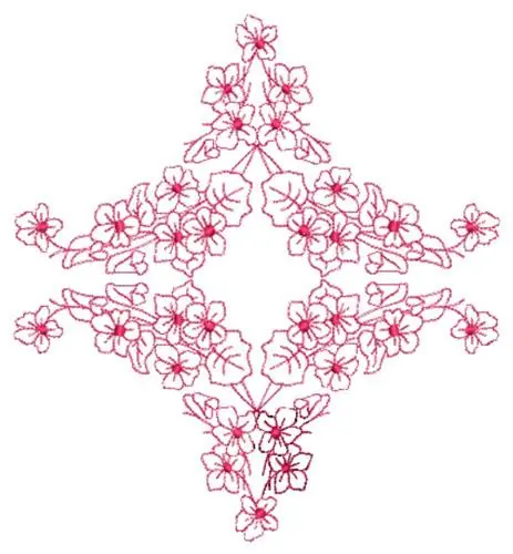 Floral Diamond Redwork Embroidery Design Deal