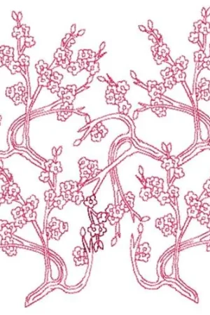 Apple Blossoms Redwork Embroidery Design Certified