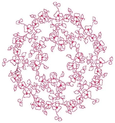 Hassle-Free Returns Floral Redwork Embroidery Design
