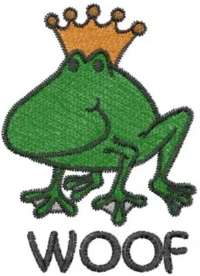 Frog Woof Embroidery Design Warranty Included