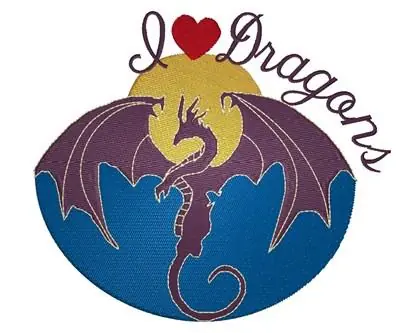 Grab Now I Love Dragons Embroidery Design
