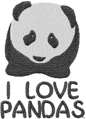 Next Day Delivery I Love Pandas Embroidery Design
