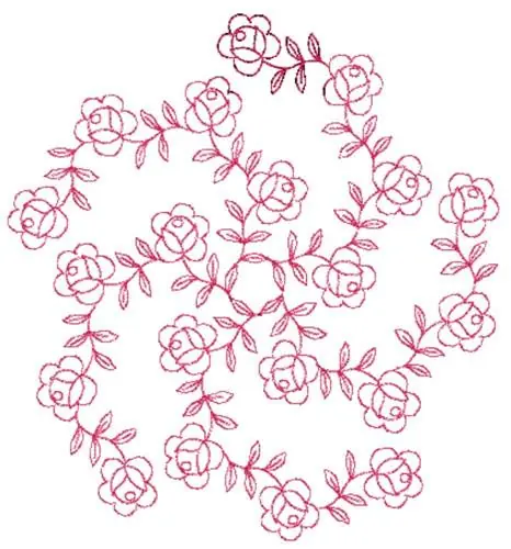Money Back Guarantee Floral Pinwheel Redwork Embroidery Design