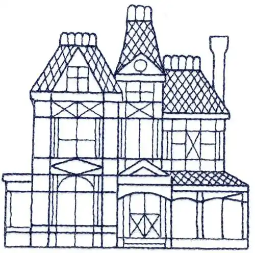 Victorian House Embroidery Design Clearance