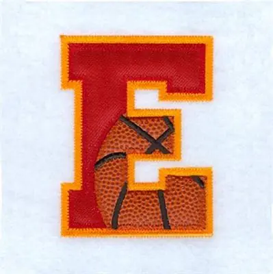 Professional Grade E Basketball Applique Embroidery Design