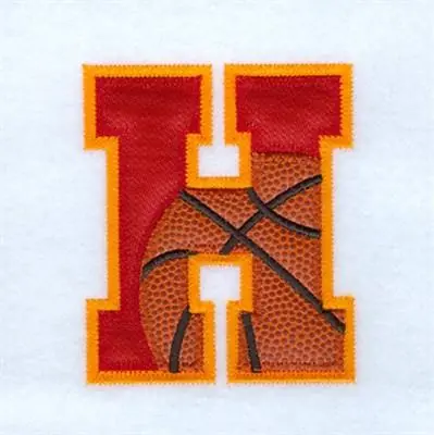 Authentic H Basketball Applique Embroidery Design