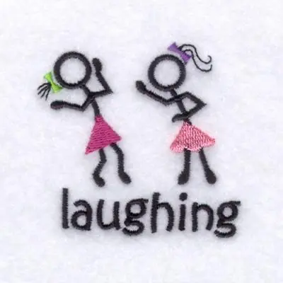 Crafted Stick Kids Laughing Embroidery Design