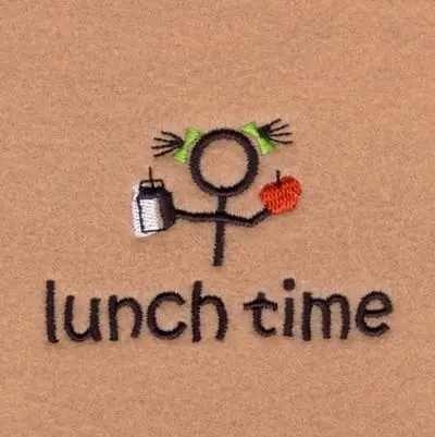 Stick Kids Lunch Time Embroidery Design Premium