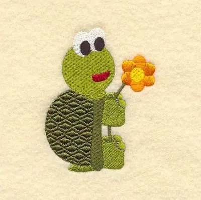 Turtle with Flower Embroidery Design Secure Checkout