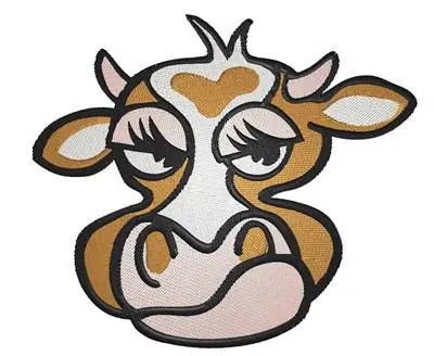 Mad Cow Face Embroidery Design Wholesale