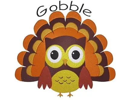 Free Shipping Owl Turkey Gobble Embroidery Design