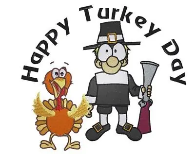 Happy Turkey Day Embroidery Design Instant Buy