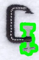 Last Chance Tool Font "G" 1" High Embroidery Design