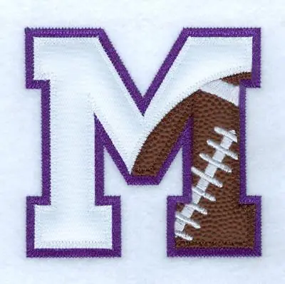 Big Sale M Football Applique Embroidery Design