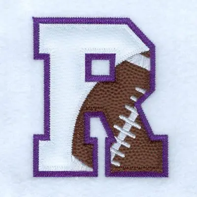 Brand New R Football Applique Embroidery Design