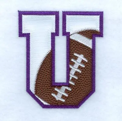 U Football Applique Embroidery Design New Arrival