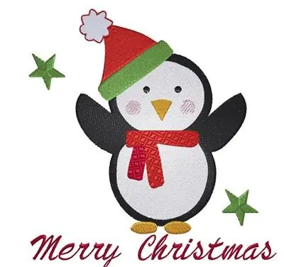 Cartoon Penguin Santa Embroidery Design Popular