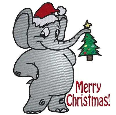 Cartoon Santa Elephant Embroidery Design Top Pick