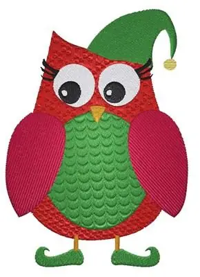 Christmas Elf Owl Embroidery Design Wholesale