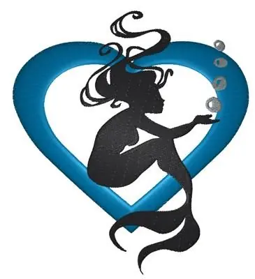 Mermaid in Heart Embroidery Design Express Delivery