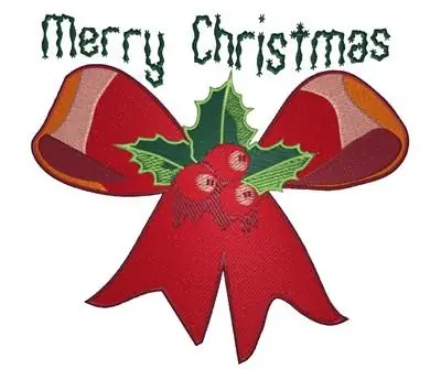 Modern Merry Christmas Bow Embroidery Design