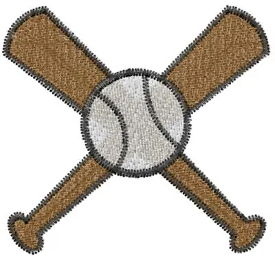 Crossed Baseball Bats Embroidery Design Modern
