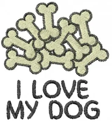 I Love My Dog Embroidery Design Free Delivery