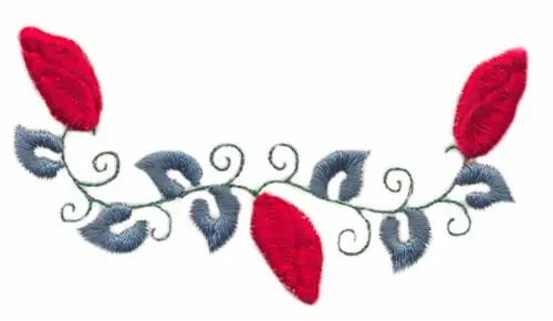 Puffy Three Bud Vine Embroidery Design Last Chance