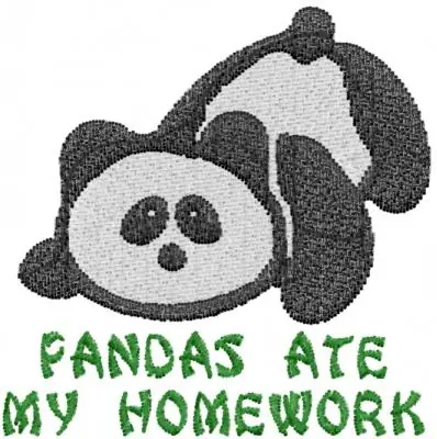 Limited Edition Pandas Ate My Homework Embroidery Design