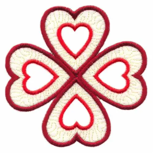 Luxury Four Hearts Trapunto Embroidery Design