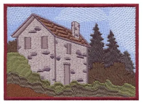 Top Pick Stone House Scene Embroidery Design
